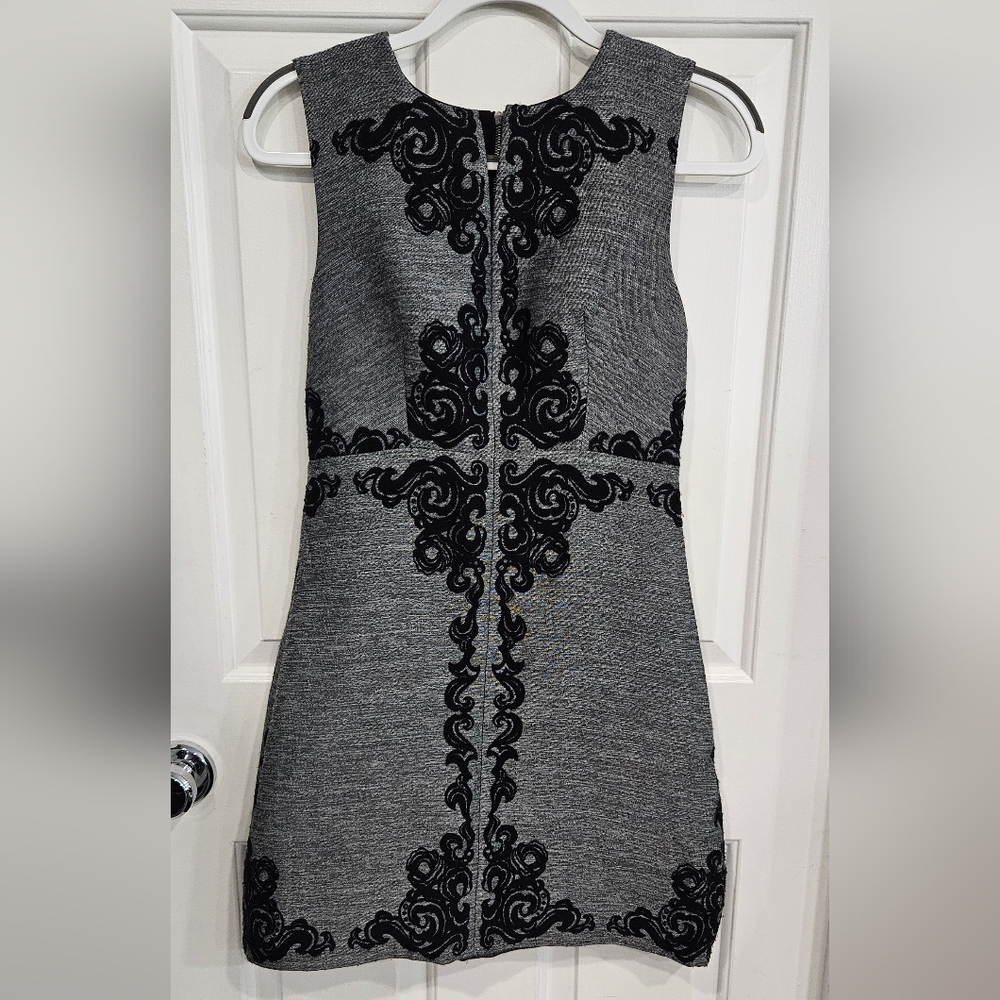 Diane Von Furstenberg Gray Dress with Black Embellishments